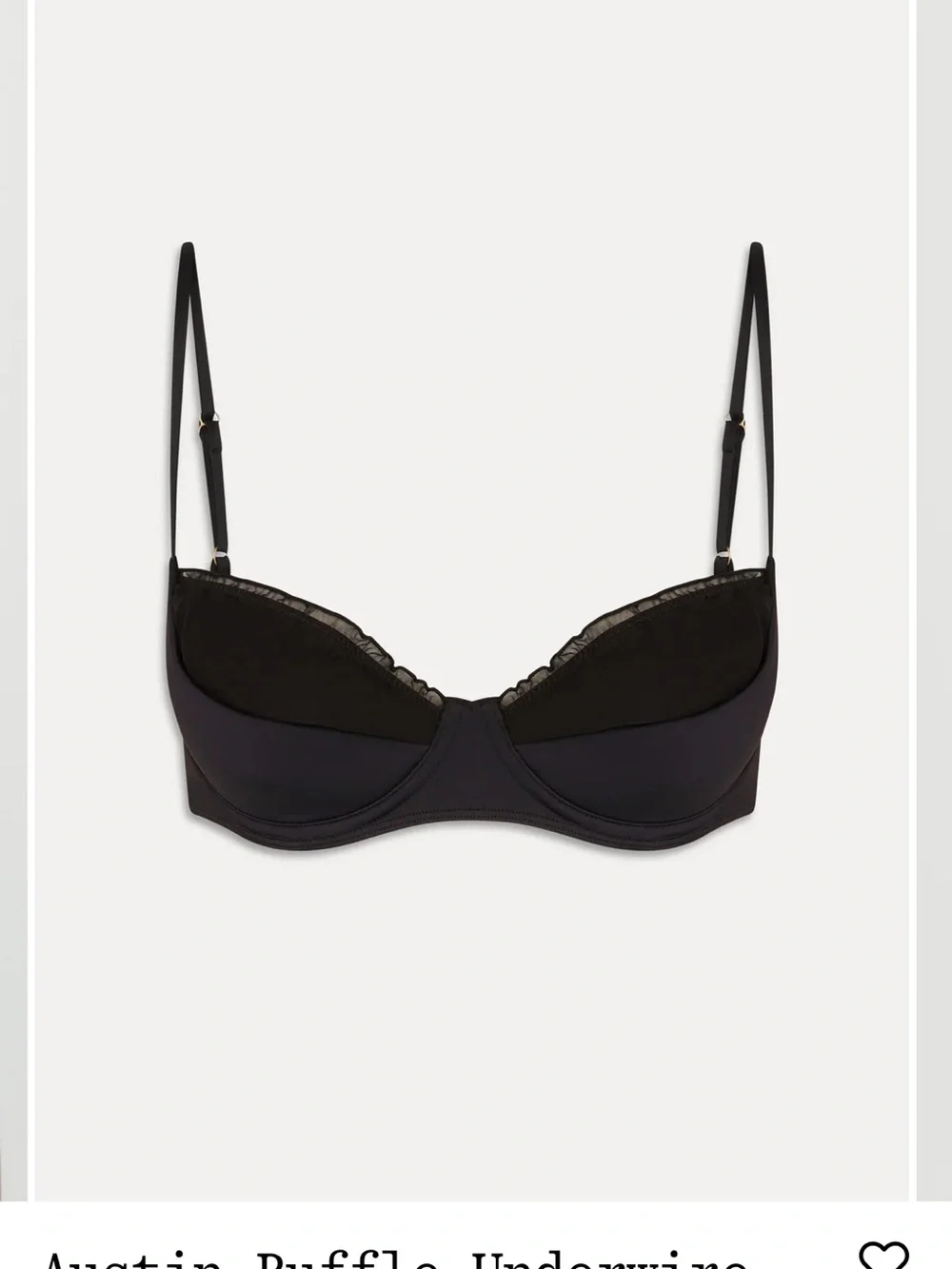 Frankie's Bikinis Black Ruffle Underwire Bra